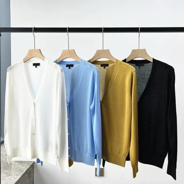 th開衫針織衫外搭V領長袖寬松桑蠶絲薄款空調衫防曬衣外套上衣女