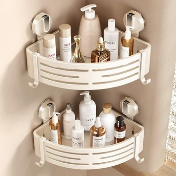 【免打孔強承重】三角置物架 浴室置物架 衛生間收納架 壁掛架 淋浴房置物架 太空鋁材質 吸盤安裝 防水防鏽 多功能儲物