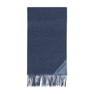 PRADA 雙色雙面喀什米爾羊毛圍巾(波羅的海藍/飛行藍) 2FS055 2COO F0G21