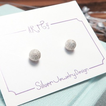 耳環控必備 極簡銀珠耳環 5mm霧砂質感圓珠 925純銀針式耳環