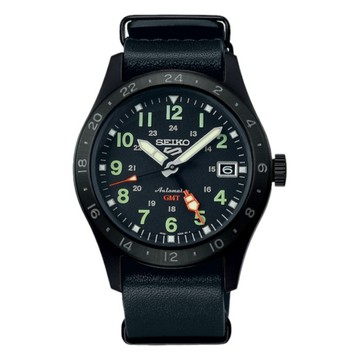 【SEIKO】精工 5 Sports 雙時區指針復古皮革款機械男錶 SSK025K1 4R34-00C0C 39.4mm