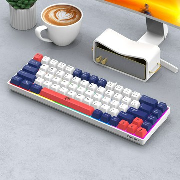 雷魁K68雙拼色68鍵游戲競技辦公筆記本電競usb有線鍵盤跨境【宜家良品百貨】