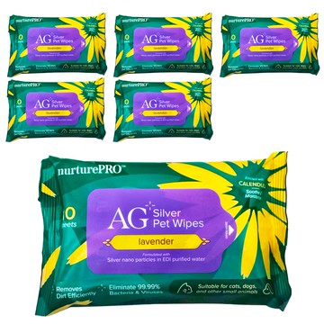 Nurture PRO 天然密碼 銀離子寵物濕紙巾隨身包 薰衣草  10抽  6包