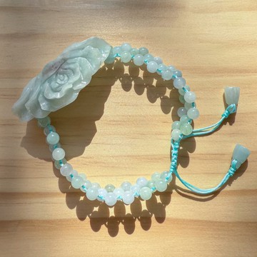 手工玉鐲 - 柔綠牡丹 - 編織手鍊