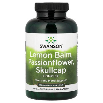 Swanson Vitamins, 蜜蜂花西番蓮北美黃芩復合物，180 粒膠囊