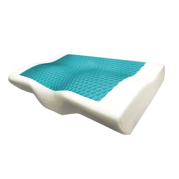 AngelAid 天使愛 豪華護脊凝膠舒眠枕 56x33x7-10cm 凝膠記憶棉護頸枕 舒適透氣  1入  白色 + 藍色