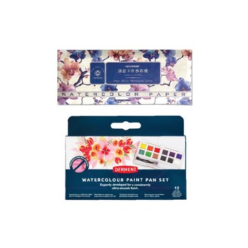 口袋裡的秘密花園 英國德爾文水彩套組+遵爵票卡水彩紙 水彩初學