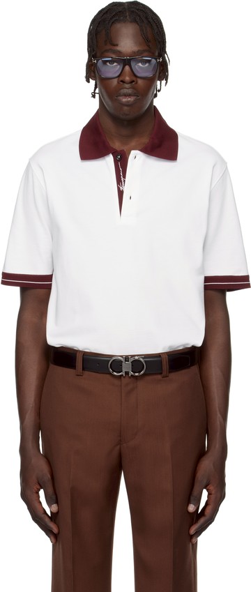 Ferragamo 白色拼色 Polo 衫