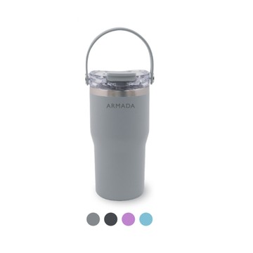 伍厚杯 不鏽鋼雙飲 600ml ( 提把 / 直飲吸飲設計 ) 雲朵飄藍