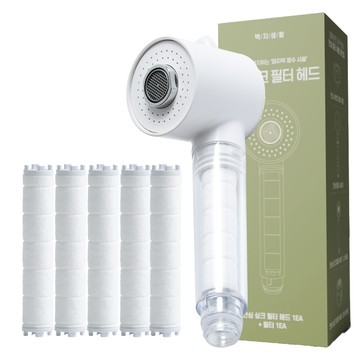 白紙生活 安心水槽過濾蓮蓬頭 + 濾芯5入組  1套  頭(5.5 x 19 cm)  濾心(2 x 10.5 cm)