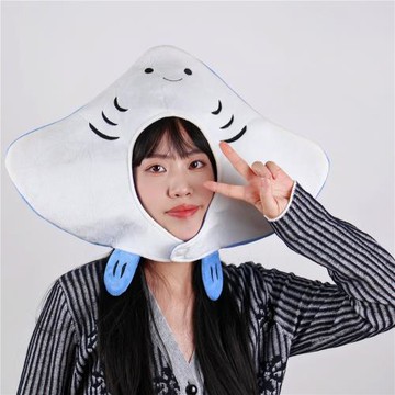 可愛搞怪卡通海洋鰩魚魔鬼魚頭套帽子拍照攝影表演出游節日道具