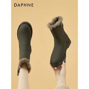 達芙妮雪地靴女2023年爆款秋冬季顯腳小皮毛一體加絨保暖棉靴短靴