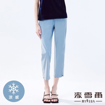 Myvega麥雪爾 MIT冰涼感亮眼排釦彈性八分褲-灰