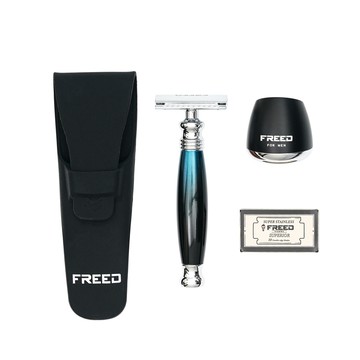 FREED 尊爵四件組雙刃刮鬍刀禮盒 - 銀河藍
