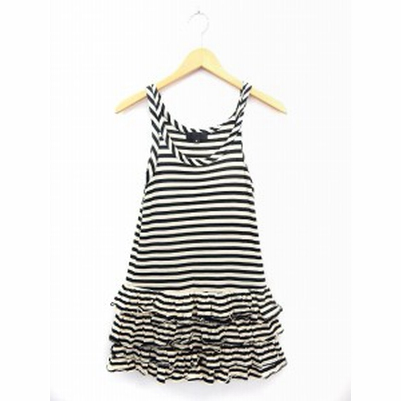 中古 ジルスチュアート Jill Stuart ワンピース ミニ ノースリーブ ボーダー フリル 0 ブラック ホワイト St4 レディース 通販 Lineポイント最大1 0 Get Lineショッピング