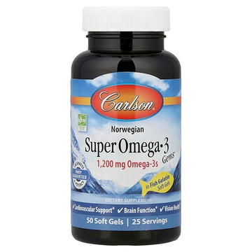 Carlson, Super Omega-3 Gems，1200 毫克，50 粒軟膠囊（每粒軟膠囊 600 毫克）