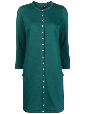 agnès b. - three-quarter sleeve mini dress - women - Cotton - 1 - Green