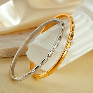 《316小舖》出清特價【B305】(優質鈦鋼手環-簡約法式輕奢時尚小眾高級感鑲鑽手環百搭氣質鑄鋼手鐲鋼女手環生日禮物)