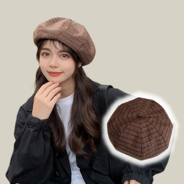 現貨-小香風貝雷帽女秋冬季韓版日系潮英倫復古百搭畫家帽蓓蕾帽子