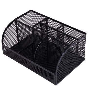 得力Deli多功能拉網金屬辦公收納盒/8903/黑/220x140x100mm