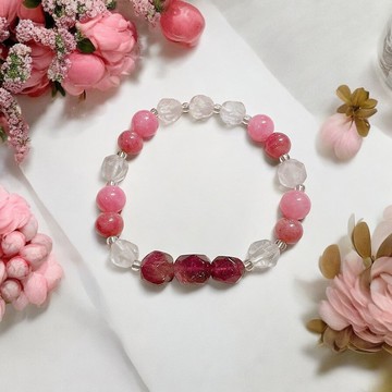 【月色映心】紅碧璽・粉晶・紅紋石・薔薇石