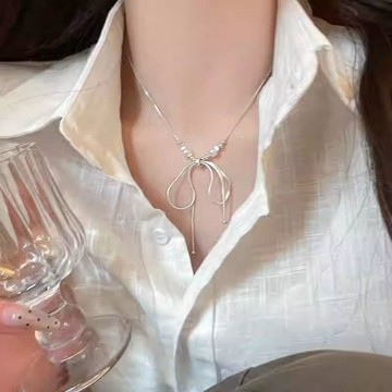 爆款直降價 女生項鍊 飾品  鎖骨鏈 超仙氣蝴蝶結項鍊輕奢小衆設計感高級感女鎖骨鏈新款頸鍊項鍊配飾