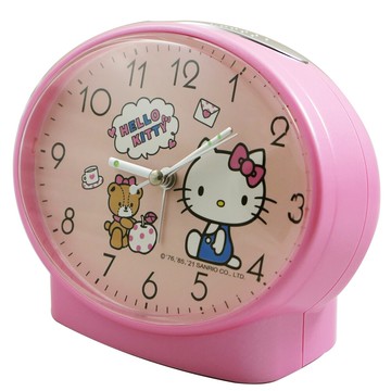 hello kitty粉漾橢圓靜音貪睡鬧鐘 jm-6322kt-b