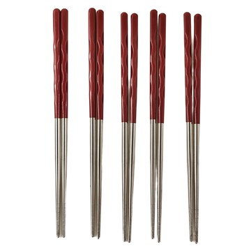 鴻運 食安筷 DC51 23cm PP+不鏽鋼  紅色  5雙
