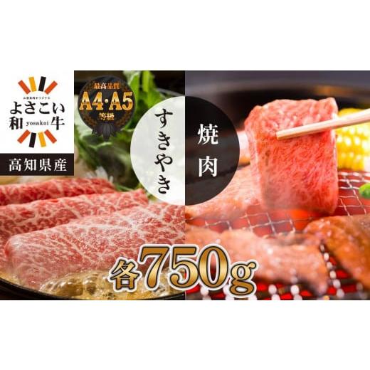 ふるさと納税 高知県 高知市 高知県産　よさこい和牛　上ロース　すき焼き焼肉セット　各約750g