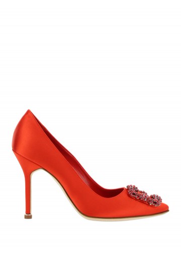 Manolo Blahnik - Hangisi Satin Pumps - Womens - Red