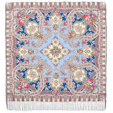 帕夫洛沃帕薩德俄羅斯披肩 100% 羊毛圍巾 125x125 公分 絲綢流蘇披肩 1782-63