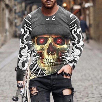 Simple casual round neck printed top簡約休閑圓領印花上衣男士