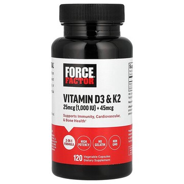 Force Factor, 維生素 D3 和 K2，120 粒素食膠囊