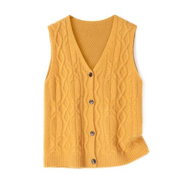 100純羊絨背心馬甲女開衫秋冬新款V領加厚純色時尚毛衣外套E226