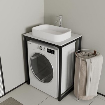 {可打統編 超低價}簡約陽臺滾筒洗衣機上方置物架落地浴室小型烘干機巖板收納儲物桌