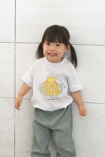 Kid-麻糬兔與泡泡羊芒果冰小孩T-shirt (白色)
