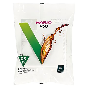 HARIO 好璃奧 V60 #03漂白濾紙 1~6杯  100張  1包