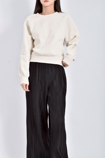 (L) gu質感棉質內刷毛素面杏色長袖上衣