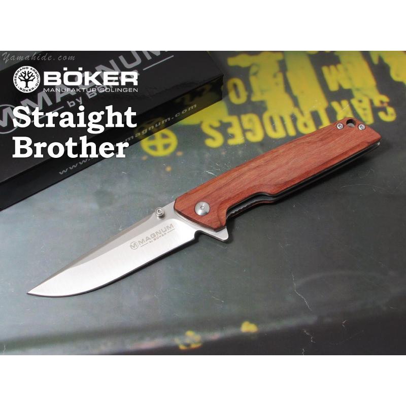 ボーカー マグナム 01MB723 ストレート ブラザーウッド 折り畳みナイフ BOKER Magnum Straight Brother Wood folding knife