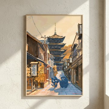 Nuomi 諾米 | 京都八坂塔-日本街景插畫 - 單買相紙-大尺寸：60 x 85 cm