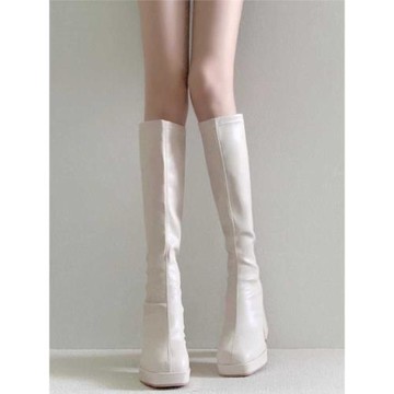 瘦瘦靴長靴2026新款圓頭高跟騎士靴女粗跟高筒厚底靴長筒秋冬靴子