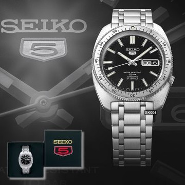 SEIKO精工 限量套組 5 SPORTS系列復刻黑面38.2㎜款 SK004(SRPL93K1/4R36-18F0D)