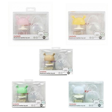 Mombella 啾比小蘑菇固齒器隨身套組(多色可選)(內附防掉繩顏色隨機出貨)★衛立兒生活館★