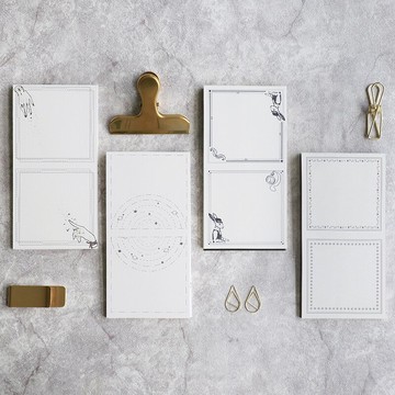 NOTE FOR 幻想曲 復古邊框便簽本手帳黑白裝飾手賬拼貼素材留言紙