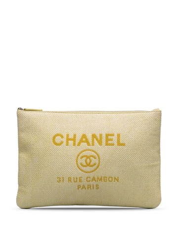 CHANEL Pre-Owned - 2016-2017 Deauville O Case clutch bag - women - Raffia - One Size - Neutrals