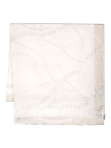 Lanvin - illustration-print silk scarf - women - Silk - One Size - Neutrals
