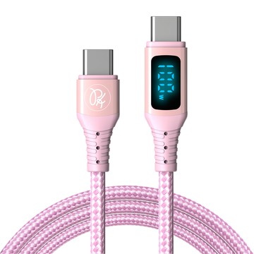 維納斯 雙Type-C/PD快充傳輸線 VAW數顯 1.8m 粉色 ca-8132  1條