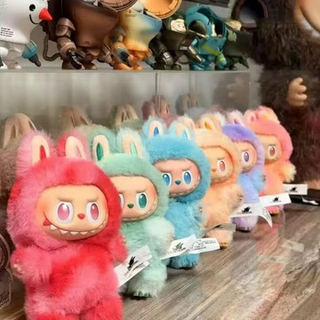 Labubu 拉布布 潮玩公仔 毛絨玩偶 收藏擺件 高品質拉布布.代前方高能馬卡龍搪膠臉潮玩系列版 毛絨公仔盲盒