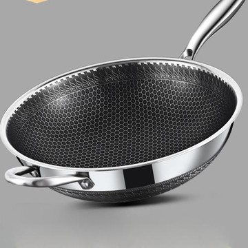 凹面電磁爐鍋圓底316不銹鋼炒鍋不粘鍋家用煤氣灶尖底炒菜鍋