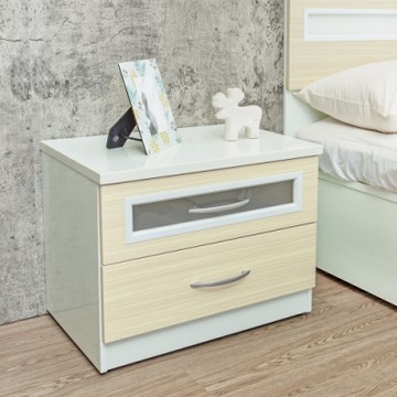 Birdie南亞塑鋼-2尺二抽塑鋼床頭櫃/抽屜收納櫃/置物櫃(黃橡木色)-60x43x49cm